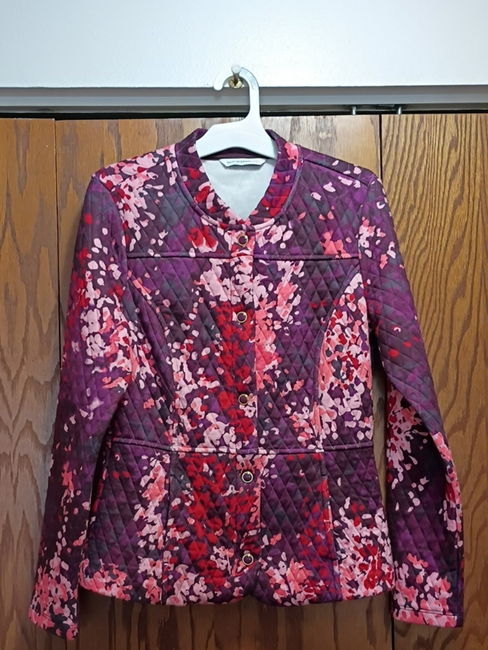 Isaac Mizrahi Quilted Floral Jacket in Purple & Pink